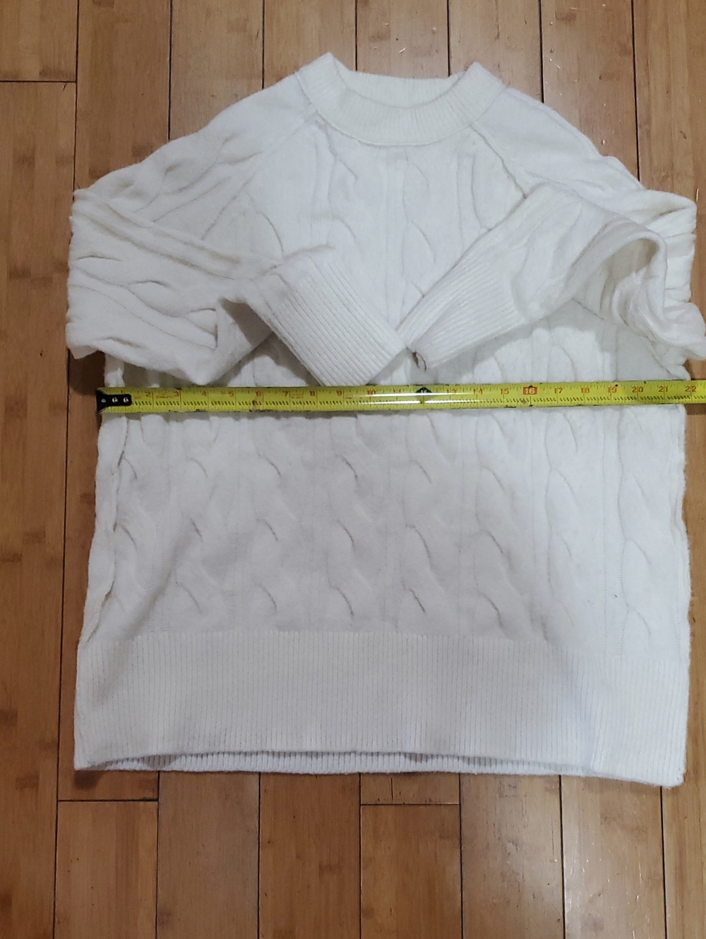 Aerie Womens Xxs White Cable-Knit Crewneck Sweater